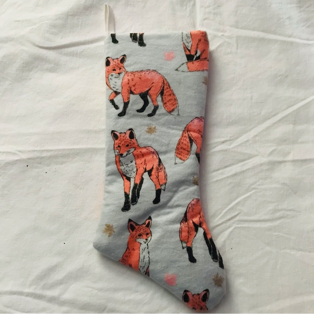 Fox Flannel Christmas Stocking Handcrafted